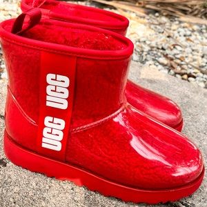 UGG Classic Clear Mini Boots Red Women's Size 6